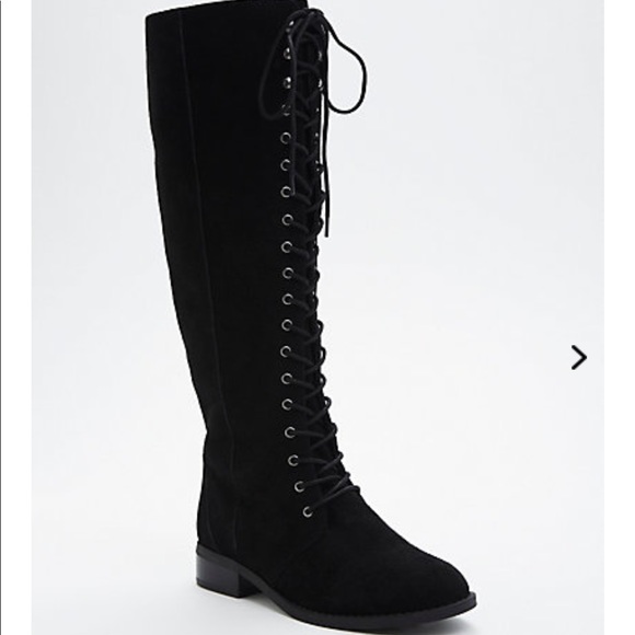 torrid Shoes - Genuine Suede Lace Up Knee-High Boots