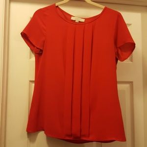 LOFT- Pleated Red Blouse