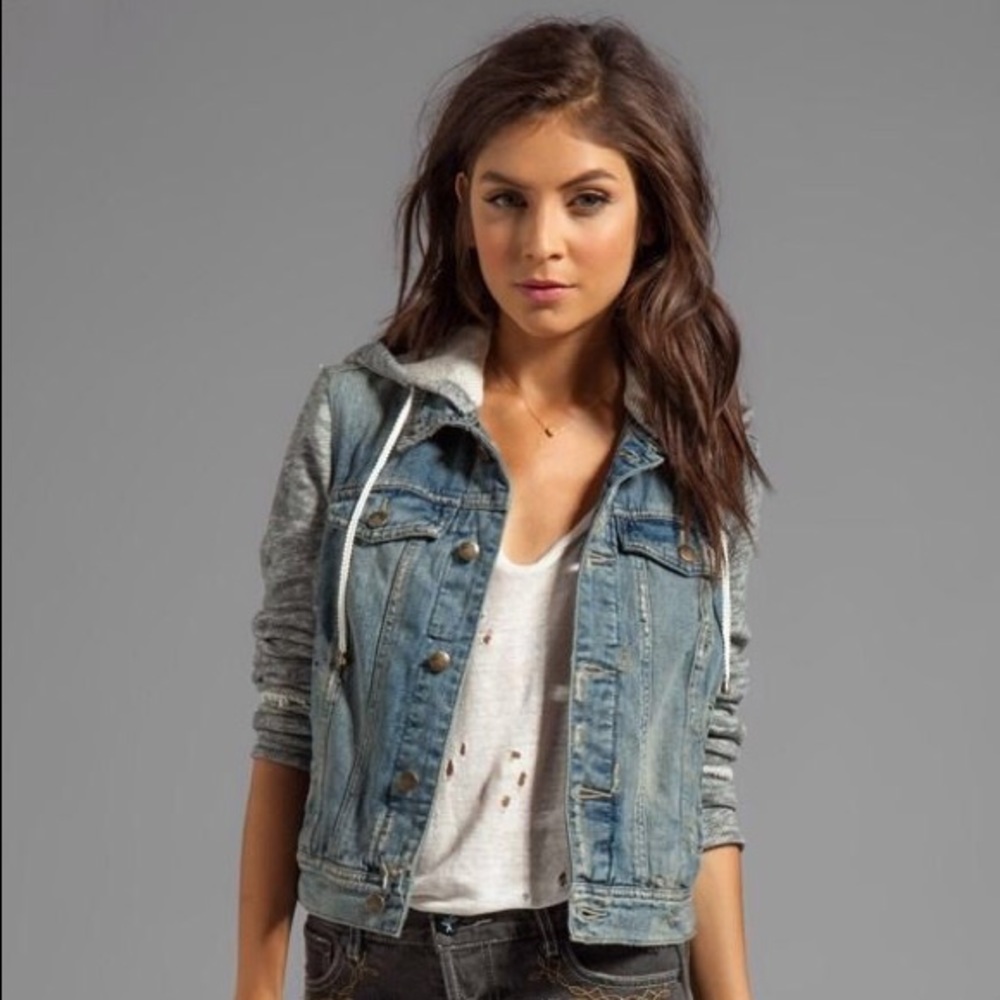 Free People Sweatshirt Jean Jacket