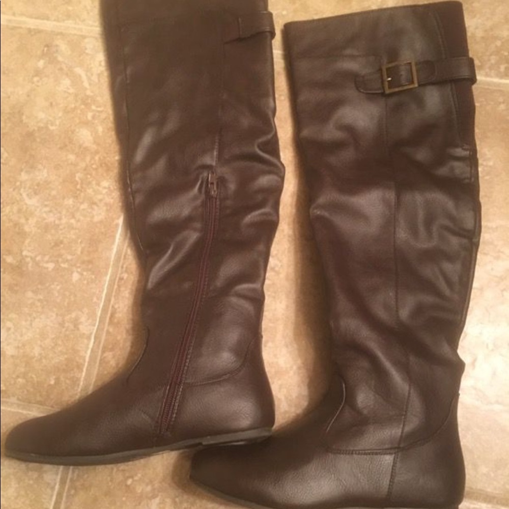 Brown knee high boots
