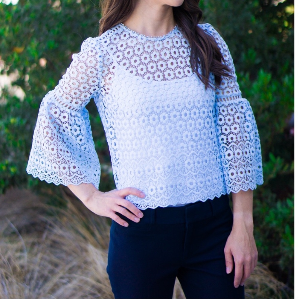 J.crew Womens Daisylace Bell-Sleeve Top (Size 4)