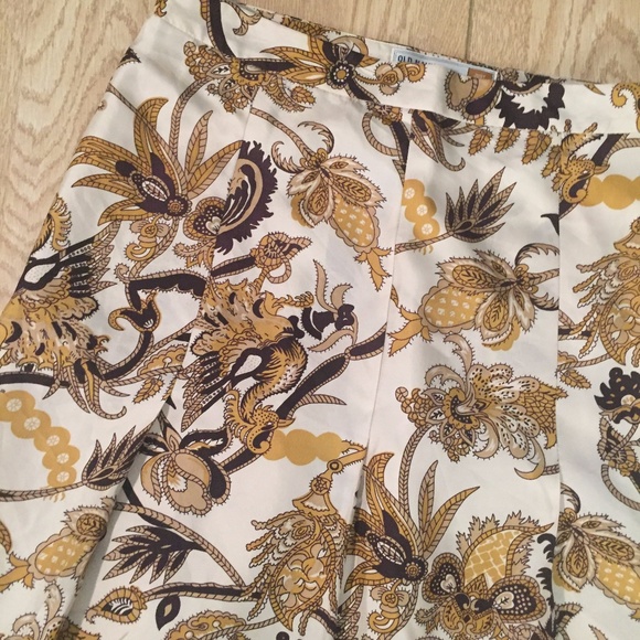 Silk Brown Gold Tan Print Skirt - Picture 2 of 3