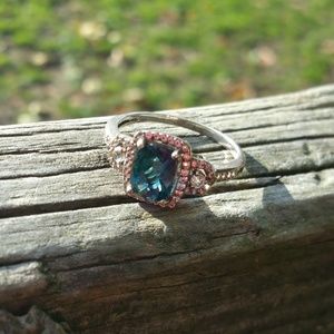 Sterling Silver, CZ and "Sapphire" ring size 9