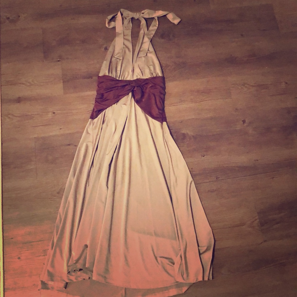 Olive green and brown cocktail dress. Medium