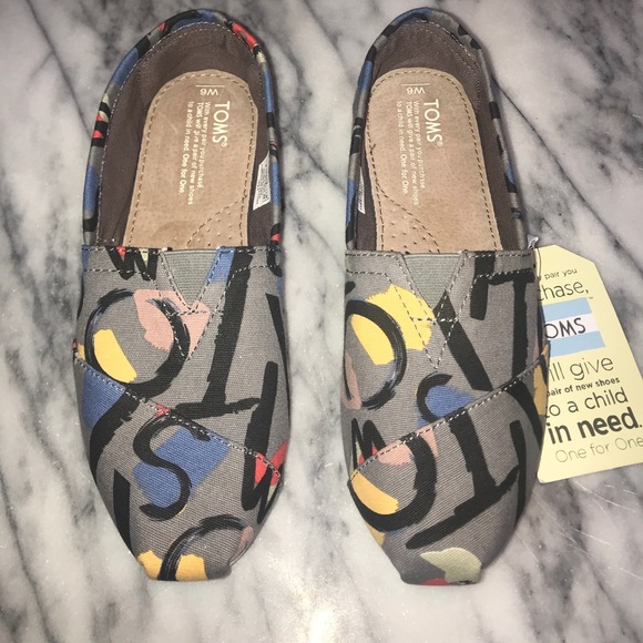 Toms-gray abstract print slip ons - Picture 2 of 3