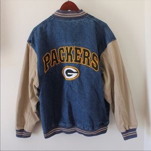 Vintage Miller Time Denim Varsity Jacket