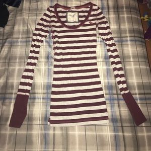 Maroon stripped long sleeved shirt