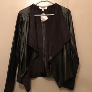 B.B. Dakota leather open waterfall jacket