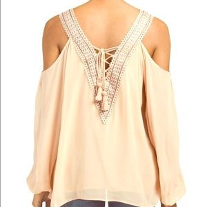 Love Sam Blouse quartz Cold Shoulder Small NWT