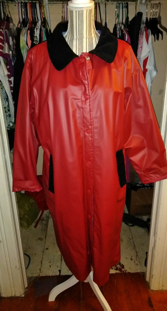 Long red Rain coat by Blair