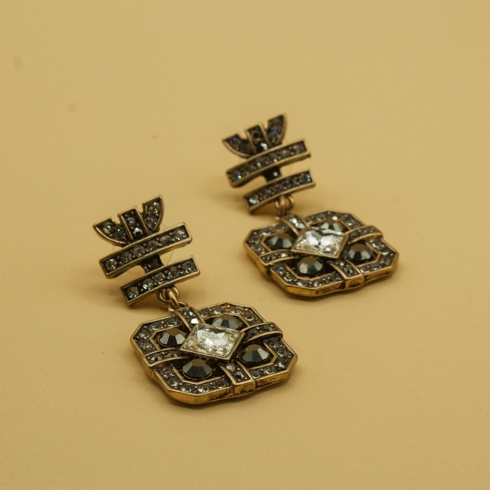 Square Stone Statement Earrings