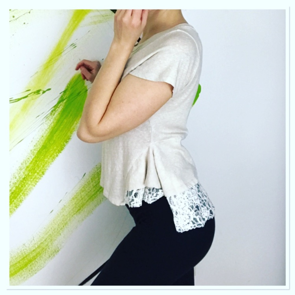 Free People Boho high low lacy short sleeve top - Picture 4 of 8