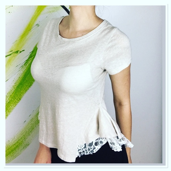 Free People Boho high low lacy short sleeve top - Picture 3 of 8