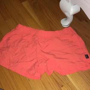 Orange women’s Patagonia barely baggie shorts