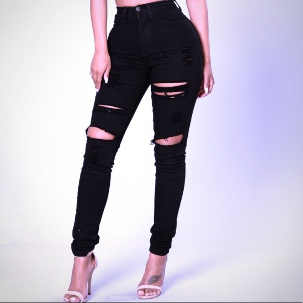 Fashion Nova Curve Plus Blanched Jeans - Black 3X