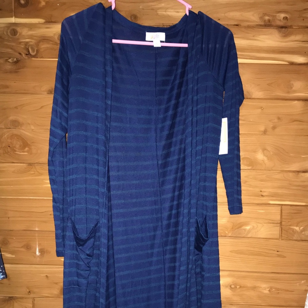 NWT LuLaRoe XS Sarah Blue with Green Stripes