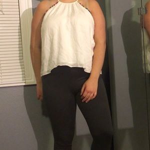 L.A. Hearts white Pom-pom tank