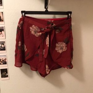 Red Flower Shorts