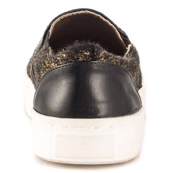 Gold/Black Pony Hair Slip On Casual Sneakers - Picture 7 of 7