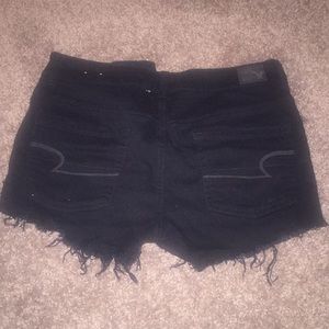 Black high rise jean shorts