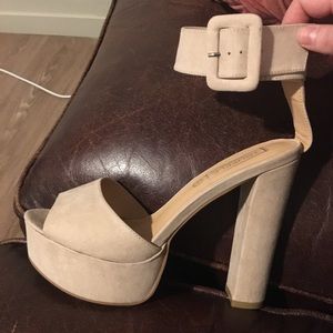 Strappy, Chunky, Platform, Nude Heels