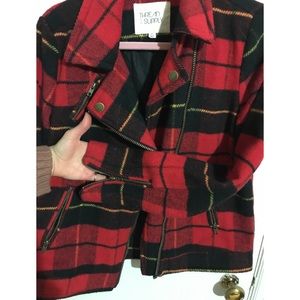 plaid fitted coat