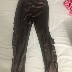 Black faux leather ripped legging