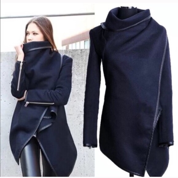 Jackets & Blazers - Navy stylish wrap around coat/cape