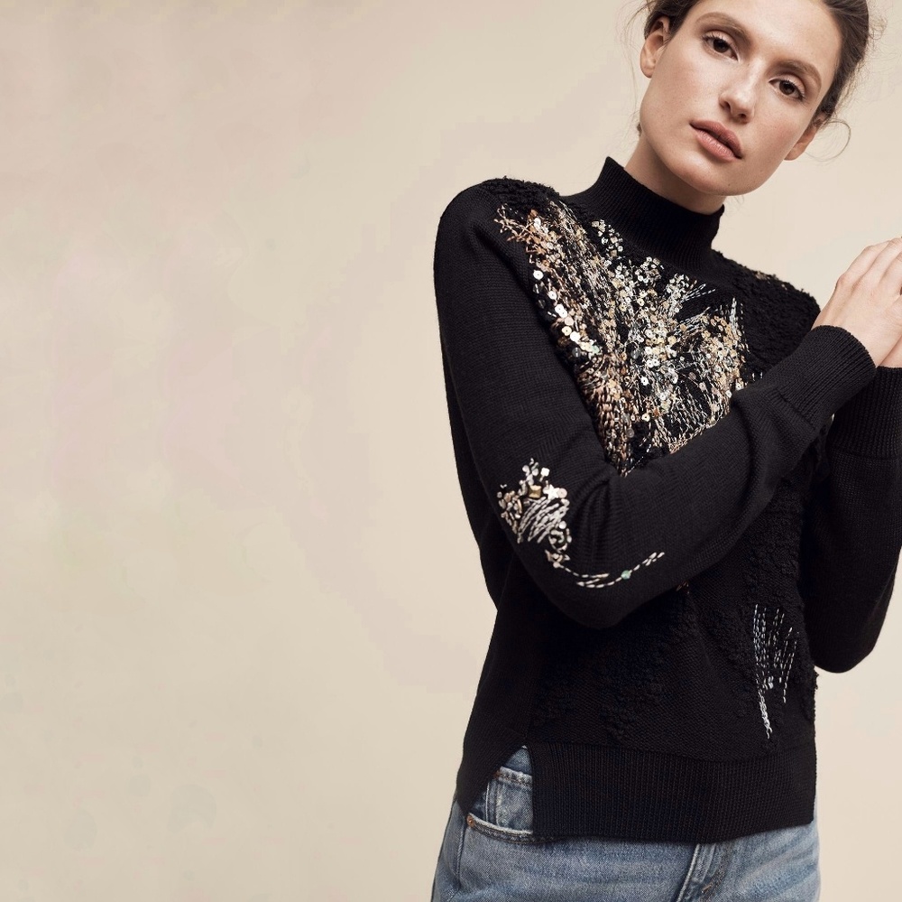 ANTHROPOLOGIE Knitted Knotted Beaded Fete Sweater - Picture 2 of 5