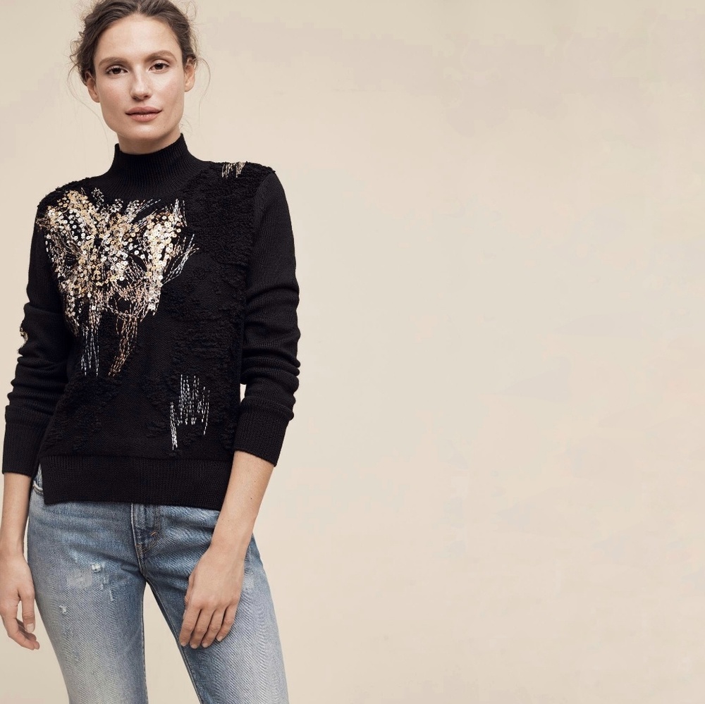 ANTHROPOLOGIE Knitted Knotted Beaded Fete Sweater - Picture 3 of 5