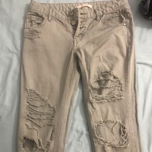 Light green ripped jeans