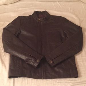 ASOS XS Brown Genuine Leather Biker Jacket
