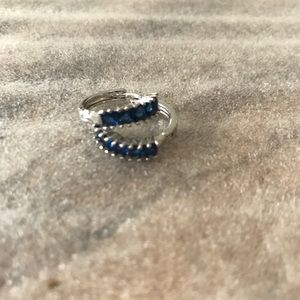 Small hoop silver and blue earrings Brand New