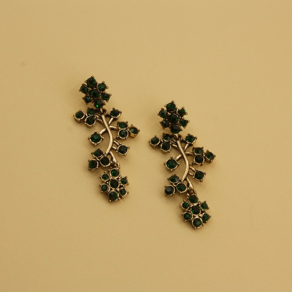 Green Leaf Statement Earrings