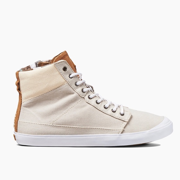 Premium Cotton Canvas Leather High Top Sneakers - Picture 2 of 5