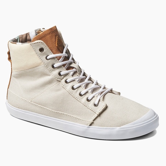 Premium Cotton Canvas Leather High Top Sneakers - Picture 3 of 5