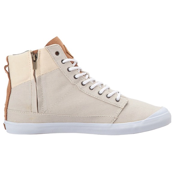 Premium Cotton Canvas Leather High Top Sneakers - Picture 4 of 5