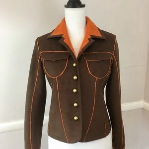 Faux Brown Suede Sherpa lined Jacket Western