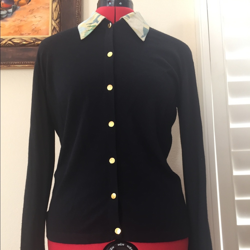 AUTH HERMES CASHMERE AND SILK CARDIGAN SWEATER