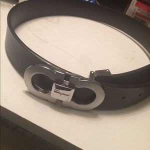 Original Ferragamo Belt - Black and Silver