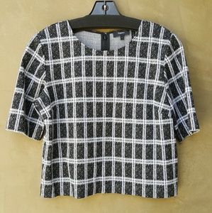 THEORY| Bixion Plaid Zip Shell Short Sleeve Top