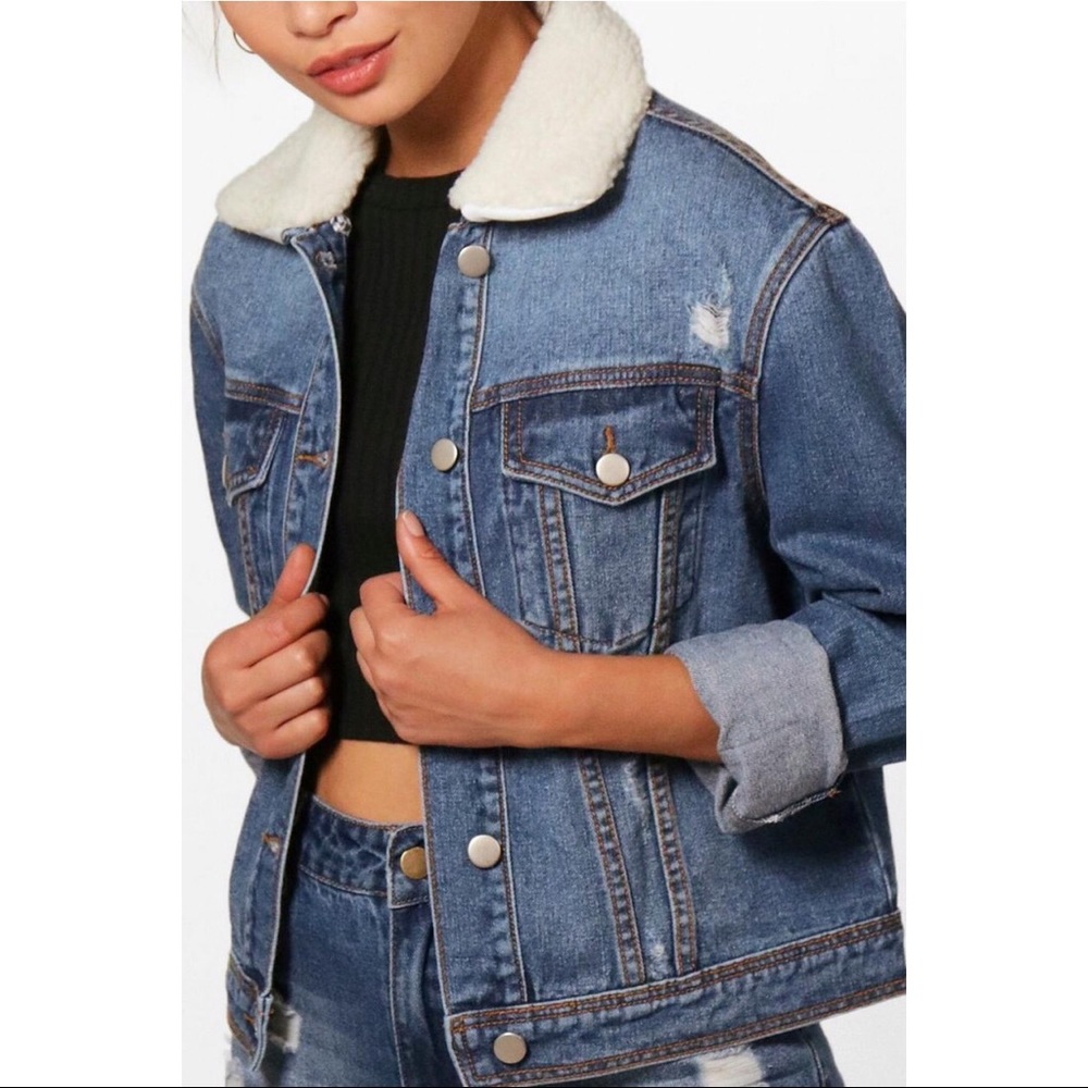 Borg Collar Denim Jacket