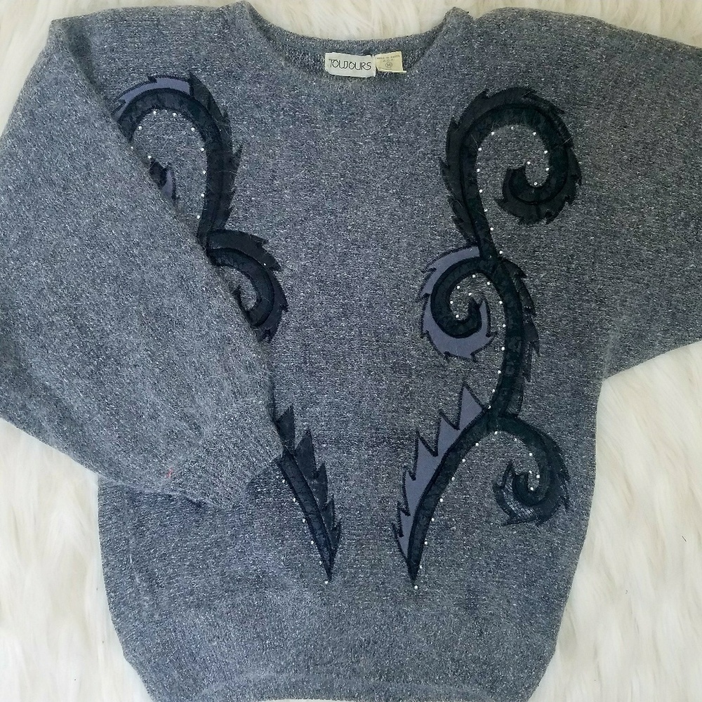 Vintage Gray Silk Sweater