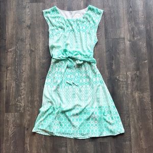 Aqua Blue and White Dress