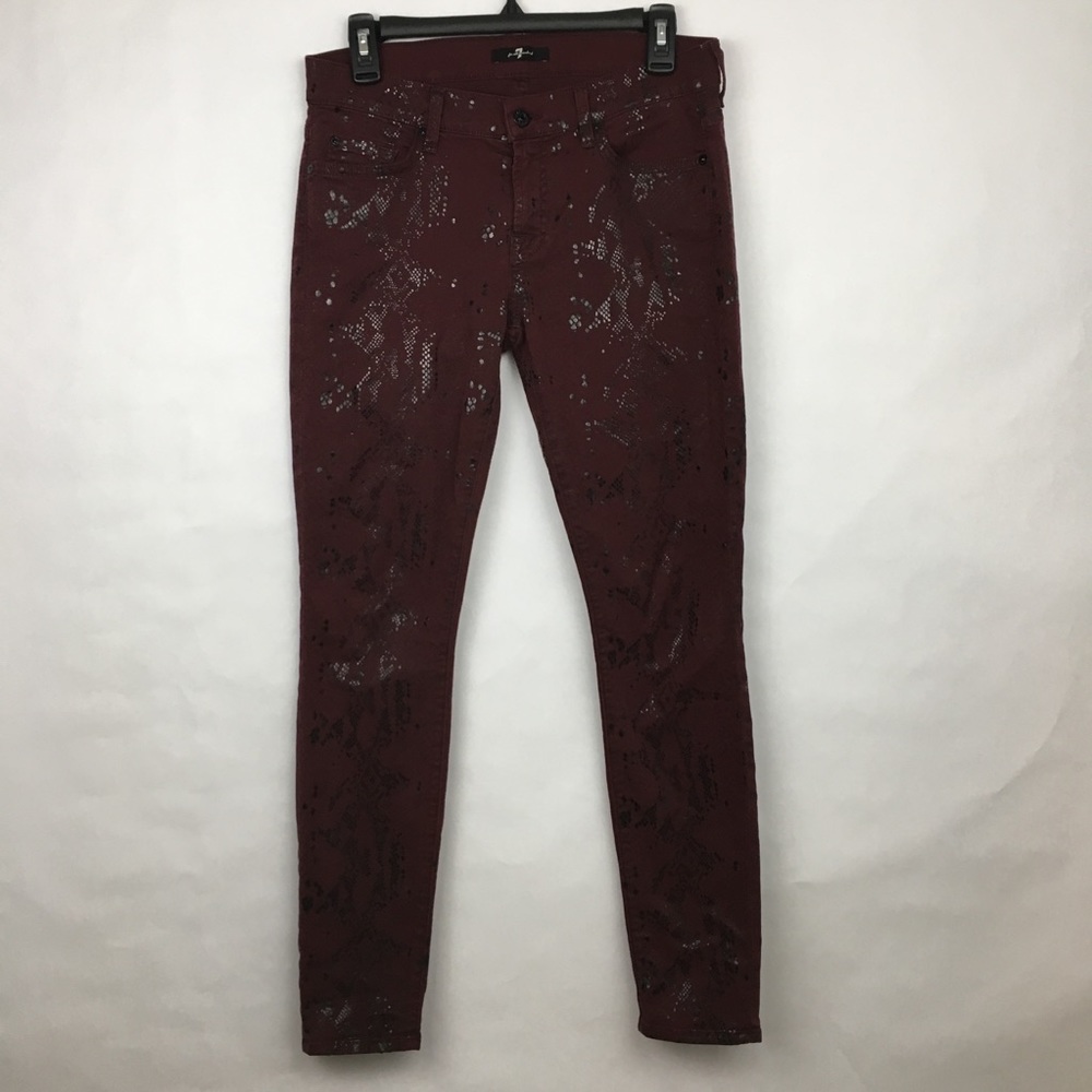 Burgundy Snake Skin 7 For All Mankind Jeans