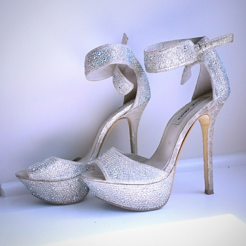 Silver Rhinestone Steve Madden Heels