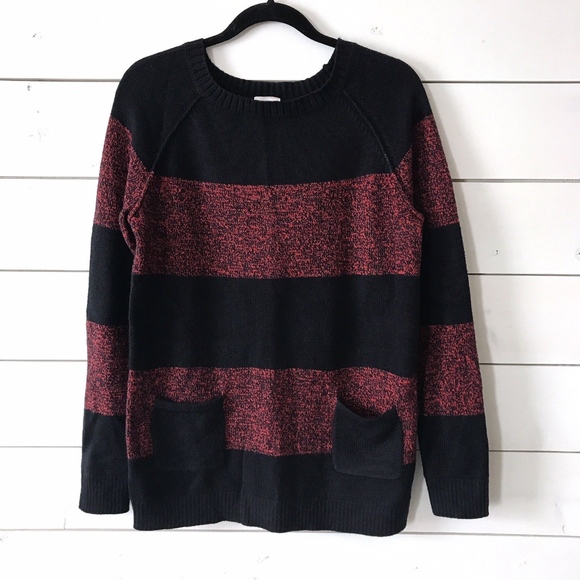 GAP Sweaters - Gap Red Navy Marled Stripe Raglan Sweater