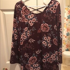 Floral long sleeve above the knee dress.