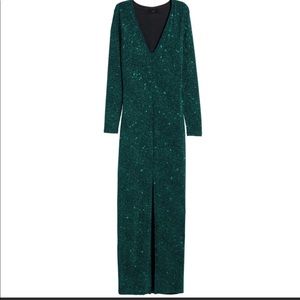 NWT emerald green long sleeve formal dress H&M