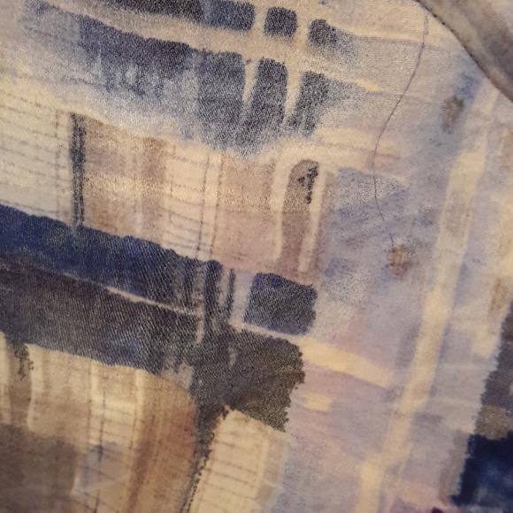 **SALE** Blue & White Sheer New Directions Top - Picture 6 of 8